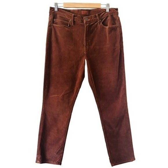 ANTHROPOLOGIE MOTHER The Mid Rise Dazzler Corduroy Pants Monks Robe Brown NEW - Picture 3 of 13